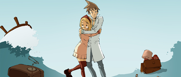 Image représentant les deux personnages principaux au milieu d'une inondation